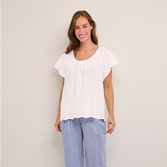 CREAM Eyelet White CRMOCCAMIA SHIRT Size 44 - Picture 3 of 13